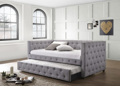 Mockern - Upholstered Twin Daybed With Trundle - Gray Daybeds by CoasterEssence - Walls Furniture & Mattress