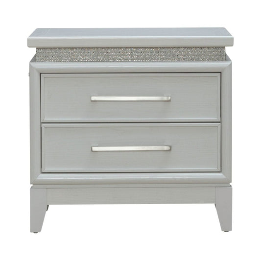 Reflections - Nightstand With Lights and Charging Station - White Nightstands w/ Charging Stations by Liberty Furniture - Walls Furniture & Mattress