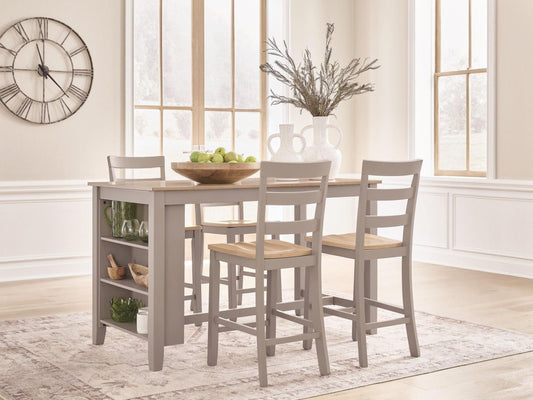 Harperfeld - 5 Pc. - Dining Table And 4 Barstools - Natural / Gray 5 Piece Dining Room Sets by Signature Design by Ashley® - Walls Furniture & Mattress