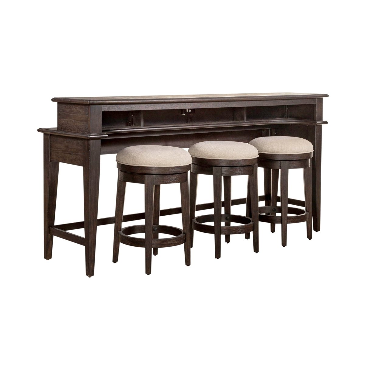 Mill Creek - 4 Piece Console Set (Bar Console & 3 Stools) - Dark Brown 4 Piece Living Room Sets by Liberty Furniture - Walls Furniture & Mattress