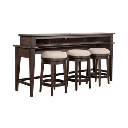 Mill Creek - 4 Piece Console Set (Bar Console & 3 Stools) - Dark Brown 4 Piece Living Room Sets by Liberty Furniture - Walls Furniture & Mattress