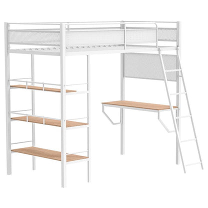 Campus - 3 - Shelf Metal Twin Workstation Loft Bed Loft Beds by Coaster Fine Furniture - Walls Furniture & Mattress