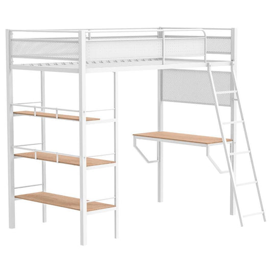 Campus - 3 - Shelf Metal Twin Workstation Loft Bed Loft Beds by Coaster Fine Furniture - Walls Furniture & Mattress