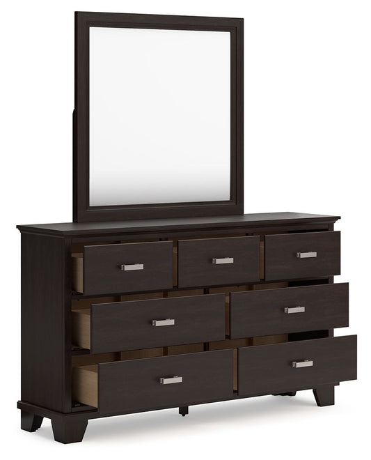Covetown - Dresser And Mirror - Dark Brown Dresser & Mirror by Signature Design by Ashley® - Walls Furniture & Mattress