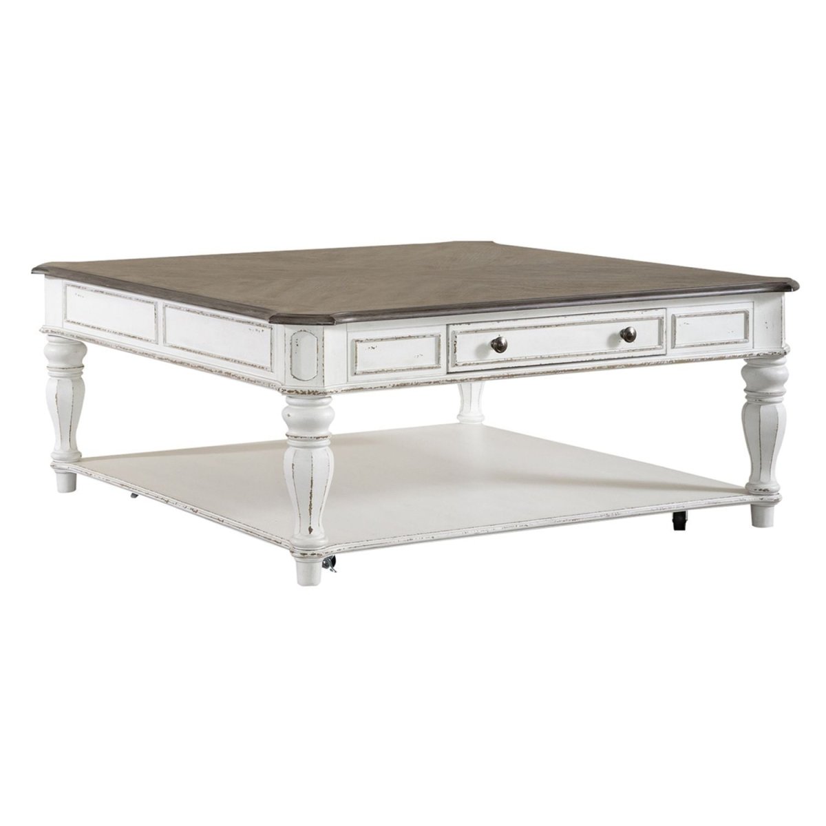 Magnolia Manor - Oversized Square Cocktail Table - White Cocktail Tables by Liberty Furniture - Walls Furniture & Mattress
