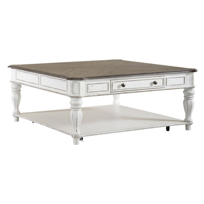 Magnolia Manor - Oversized Square Cocktail Table - White Cocktail Tables by Liberty Furniture - Walls Furniture & Mattress