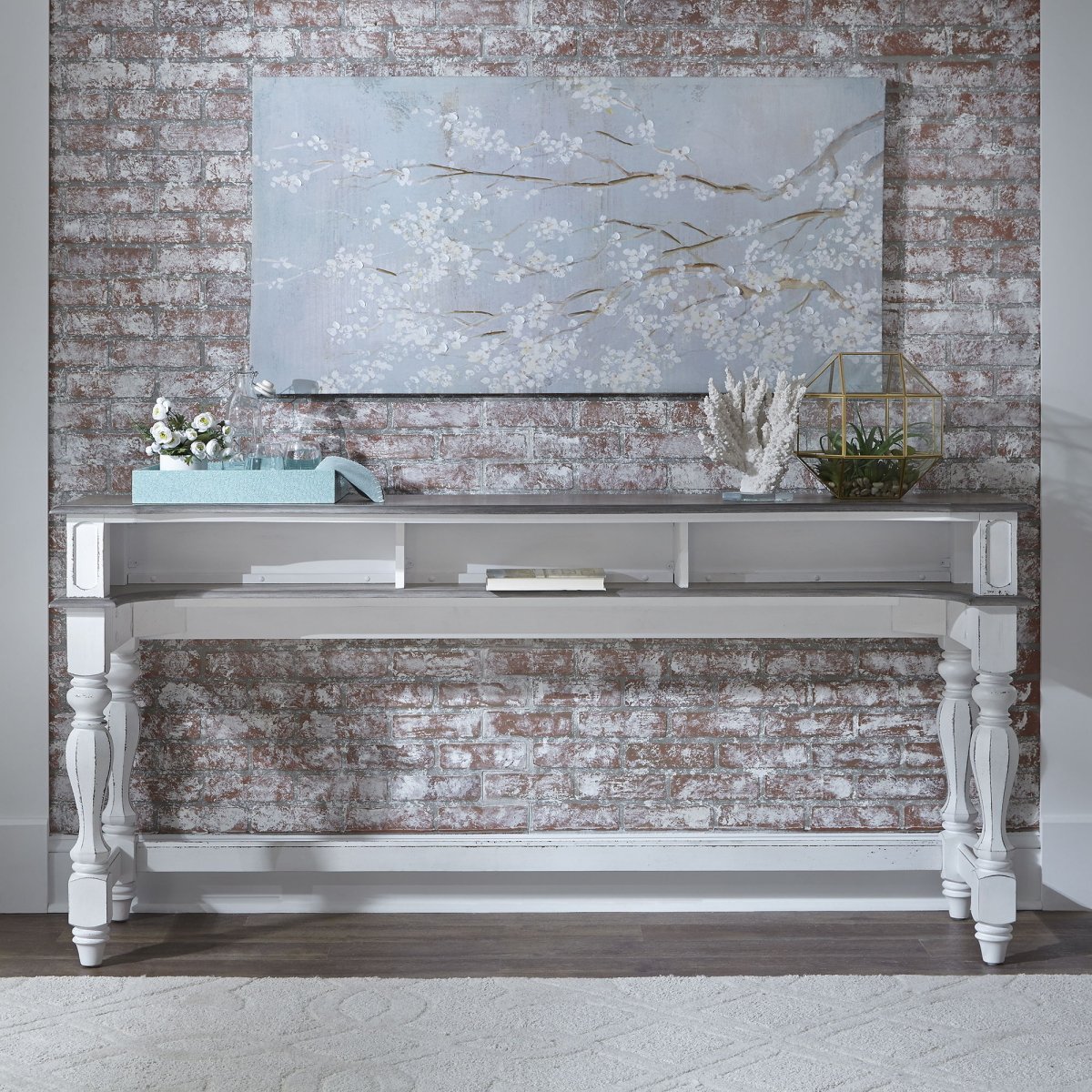 Magnolia Manor - Console Bar Table - White Console Tables by Liberty Furniture - Walls Furniture & Mattress
