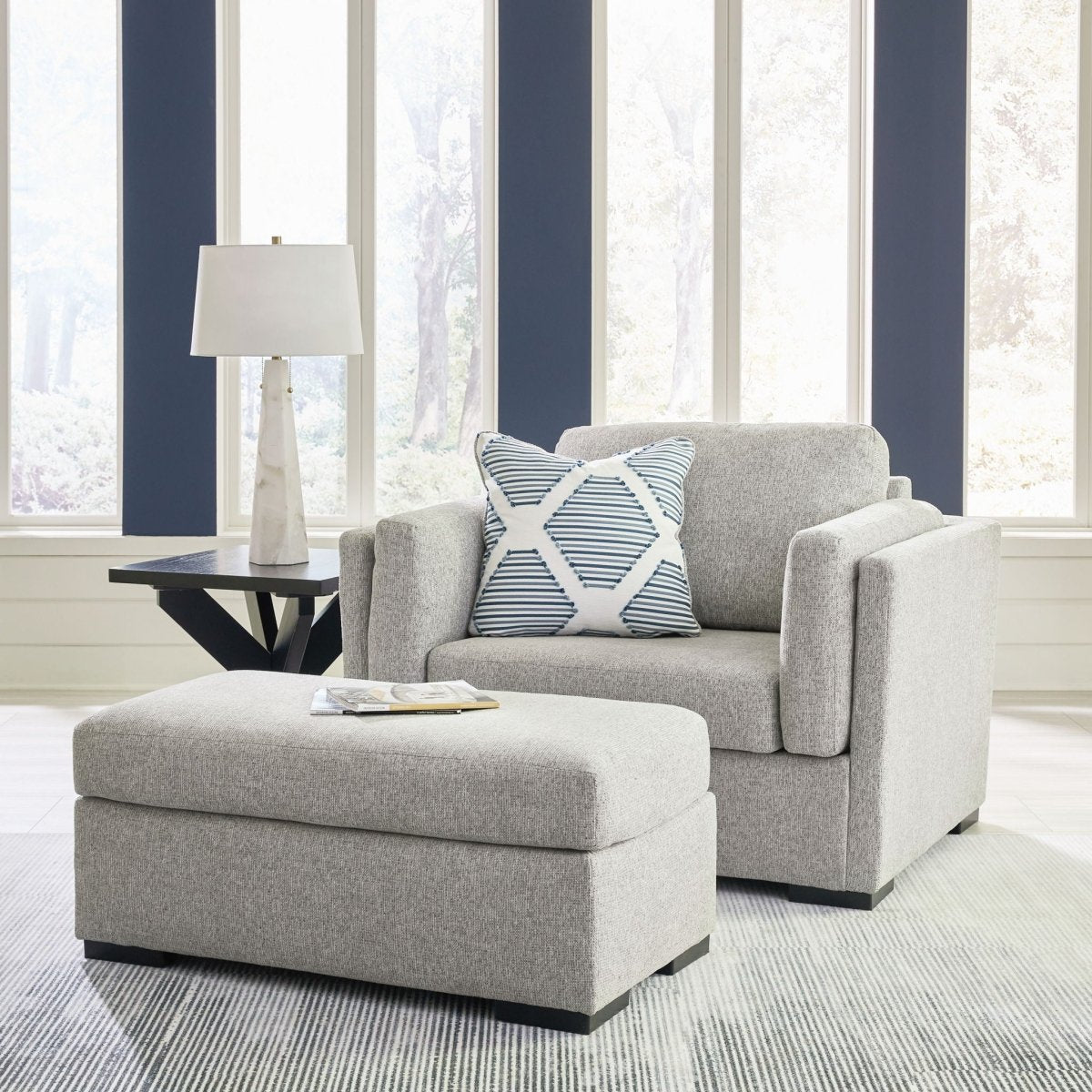 Evansley - Living Room Set Stationary Chair & Ottoman by Benchcraft® - Walls Furniture & Mattress