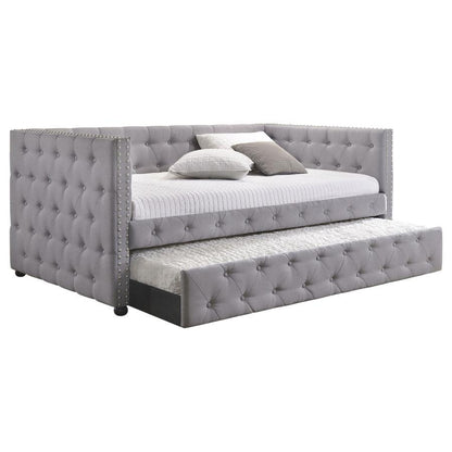 Mockern - Upholstered Twin Daybed With Trundle - Gray Daybeds by CoasterEssence - Walls Furniture & Mattress
