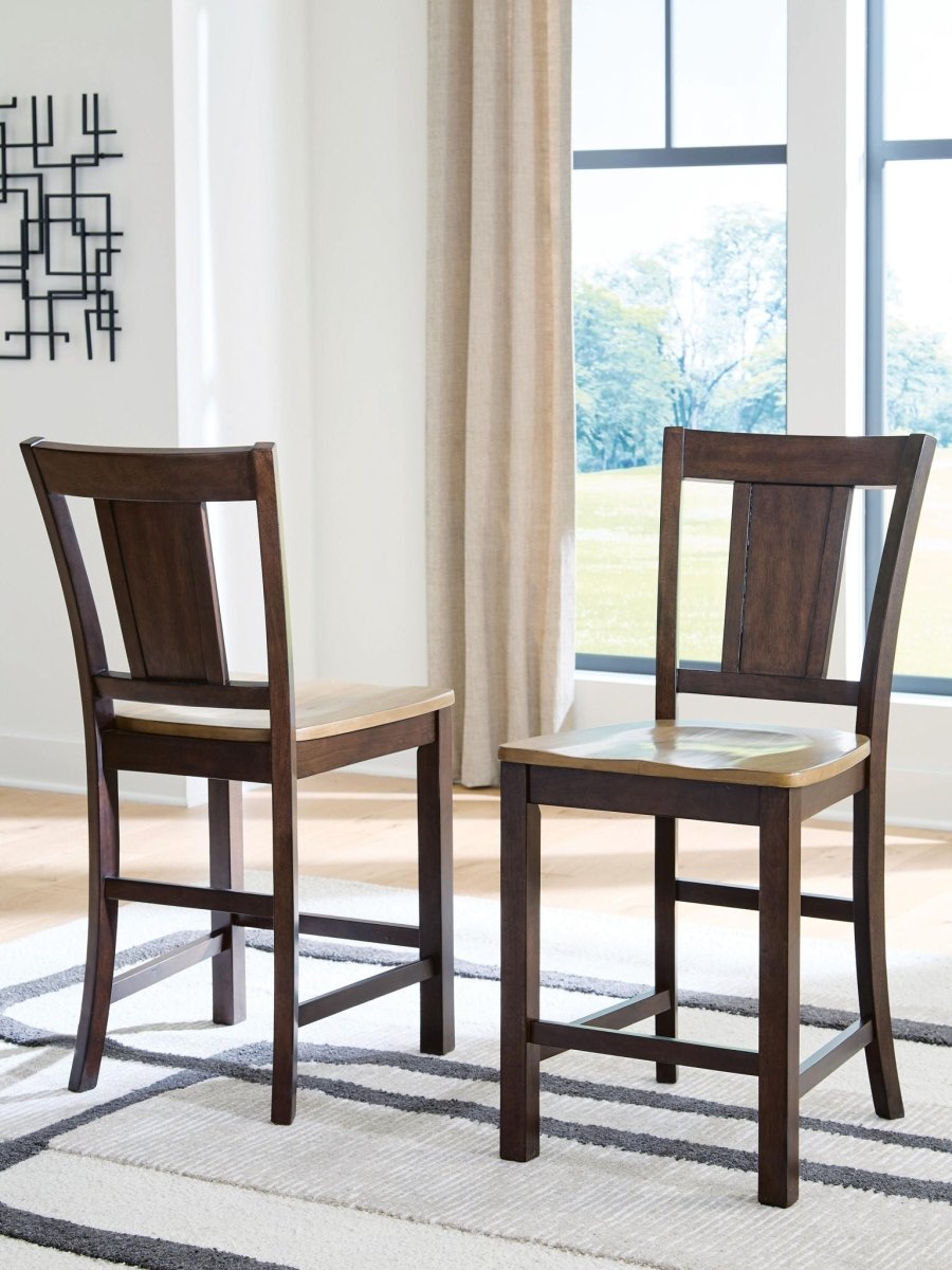 Rylandeen - Barstool (Set of 2) - Light Brown / Dark Brown Stool Sets by Signature Design by Ashley® - Walls Furniture & Mattress