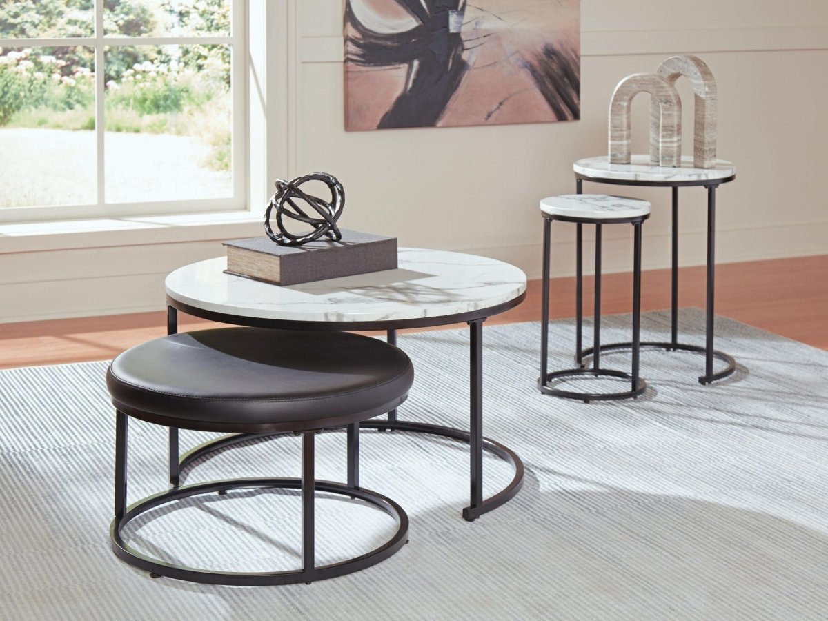 Jusmour - Occasional Nesting Table (Set of 4) - Black / White Nesting Tables by Signature Design by Ashley® - Walls Furniture & Mattress