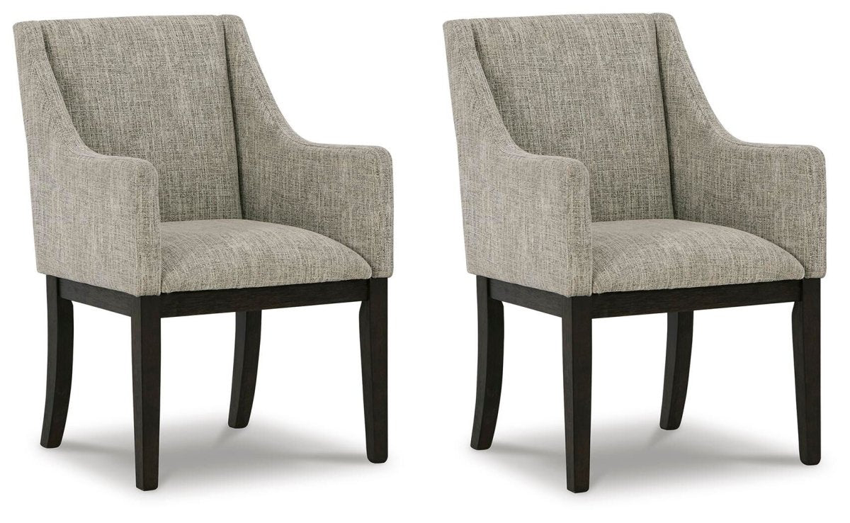 Burkhaus - Dining UPH Arm Chair (Set of 2) - Beige / Dark Brown Chair Sets by Signature Design by Ashley® - Walls Furniture & Mattress