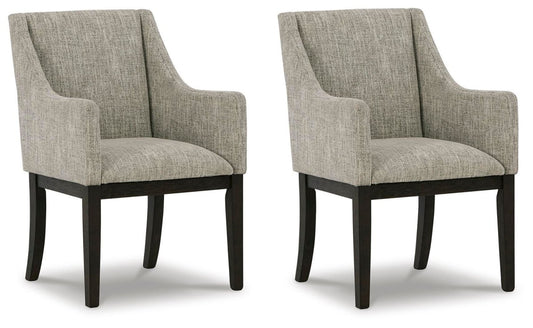 Burkhaus - Dining UPH Arm Chair (Set of 2) - Beige / Dark Brown Chair Sets by Signature Design by Ashley® - Walls Furniture & Mattress