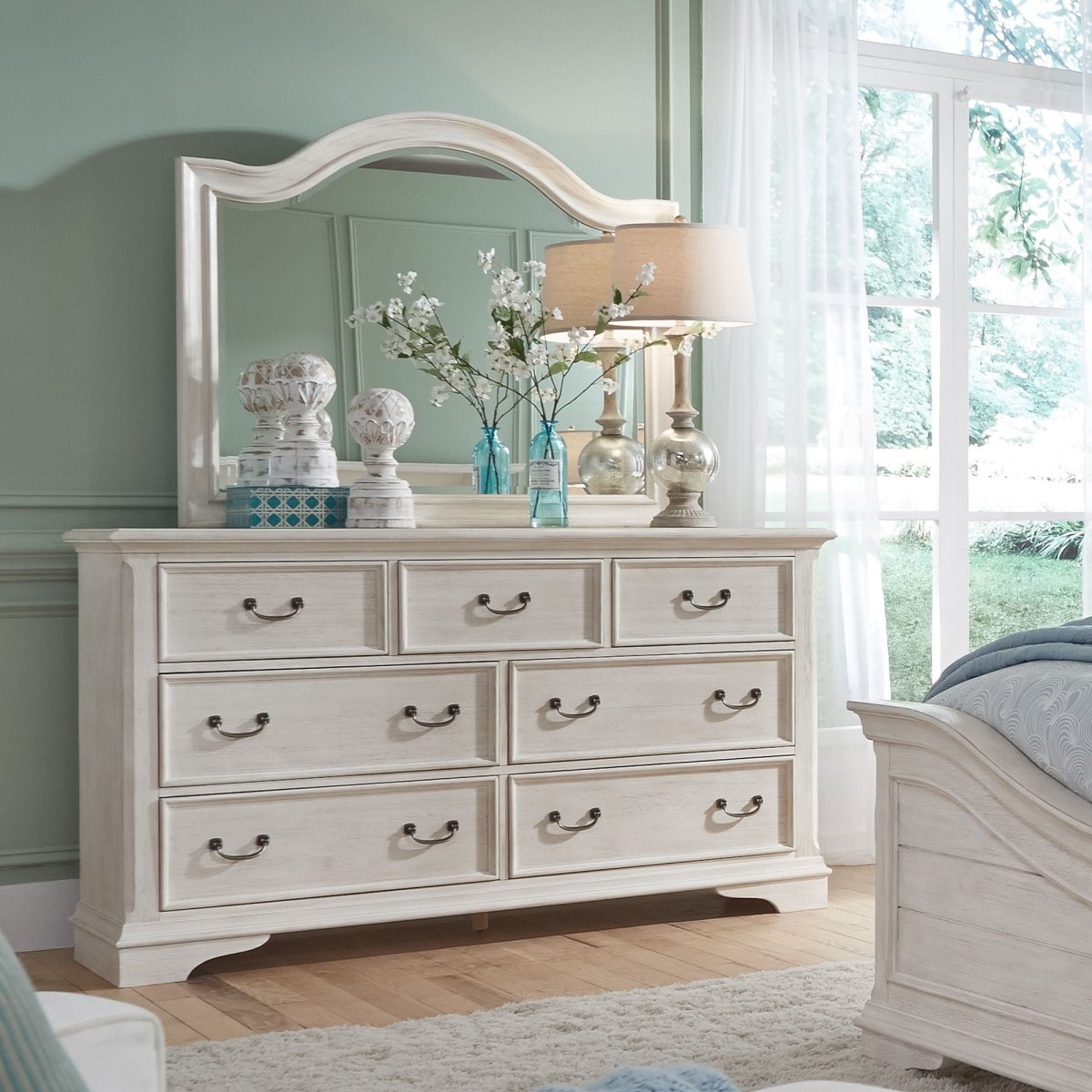 Bayside - Dresser & Mirror - White Dresser & Mirror by Liberty Furniture - Walls Furniture & Mattress
