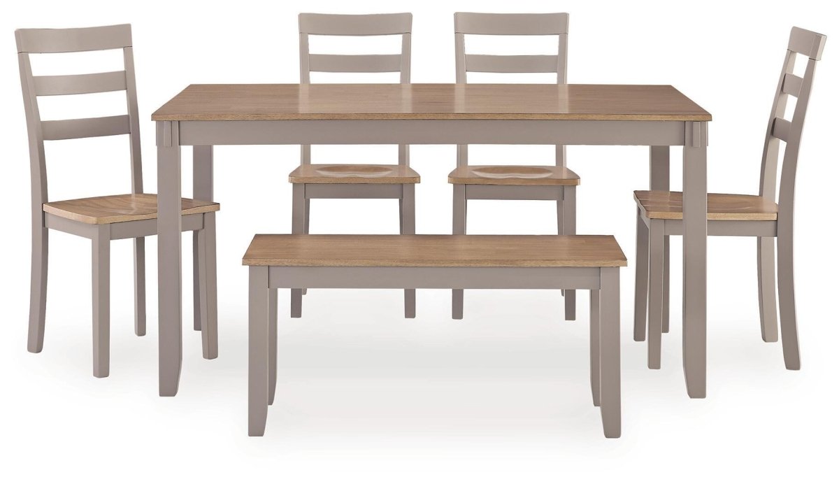 Harperfeld - Dining Room Table Set (Set of 6) - Natural / Gray 6 Piece Dining Room Sets by Signature Design by Ashley® - Walls Furniture & Mattress