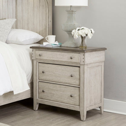 Ivy Hollow - 3 Drawer Bedside Chest With Charging Station - White Nightstands w/ Charging Stations by Liberty Furniture - Walls Furniture & Mattress