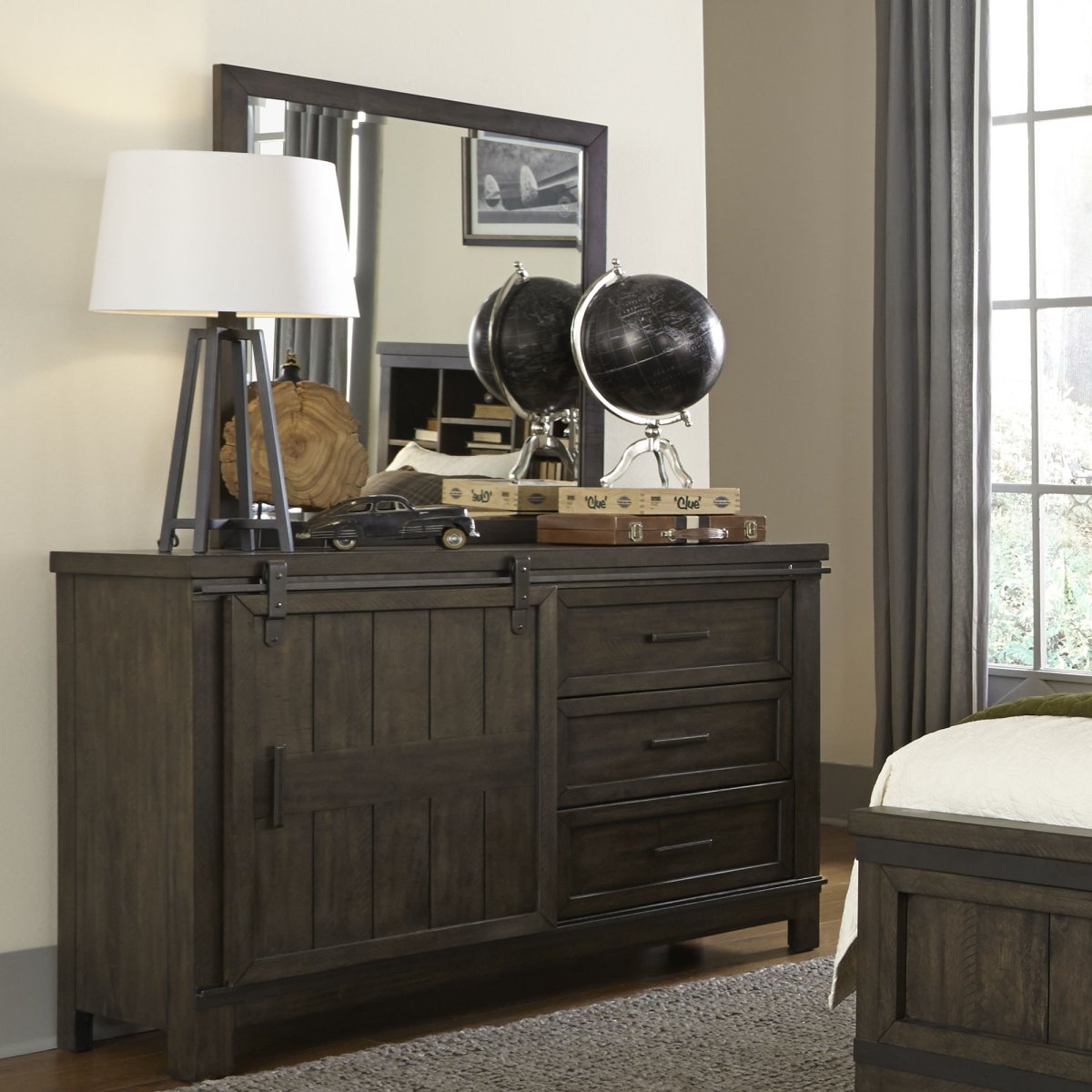 Thornwood Hills - 3 Drawers Dresser & Mirror - Dark Brown Dresser & Mirror by Liberty Furniture - Walls Furniture & Mattress
