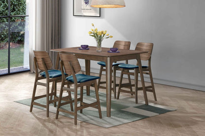 Oscar - Counter Table Set - Walnut 5 Piece Dining Room Sets by New Classic - Walls Furniture & Mattress