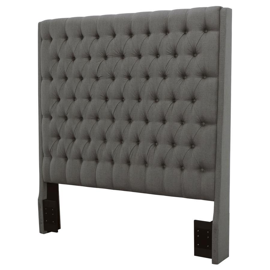 Camille - Upholstered California King Panel Headboard - Gray Upholstered Headboards by CoasterEssence - Walls Furniture & Mattress