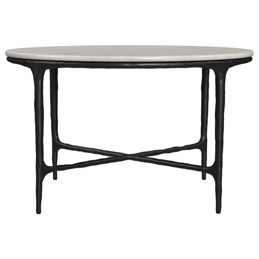 Hermas - Round Genuine Marble Top Metal Coffee Table - White Coffee Tables by Coaster Fine Furniture - Walls Furniture & Mattress