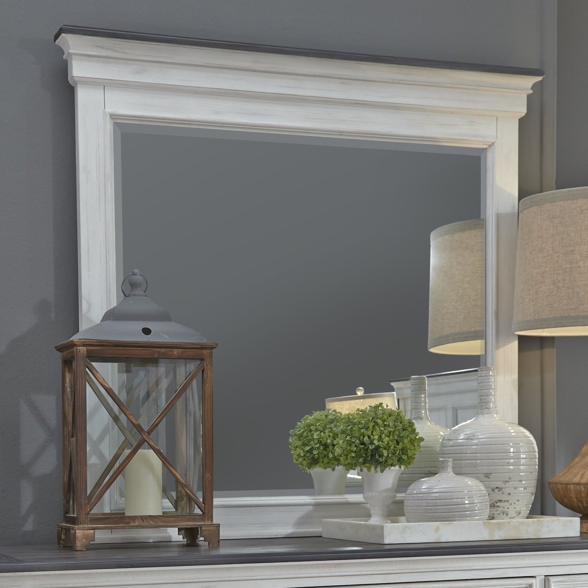Allyson Park - Crown Mirror - White Bedroom Mirrors by Liberty Furniture - Walls Furniture & Mattress