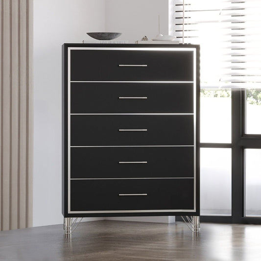 Ava - 5 Drawer Chest - Ebony Accent Chests by New Classic - Walls Furniture & Mattress