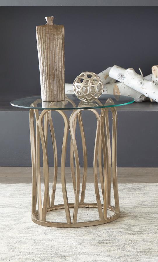 Monett - Round Glass Top Table End Tables by CoasterEssence - Walls Furniture & Mattress