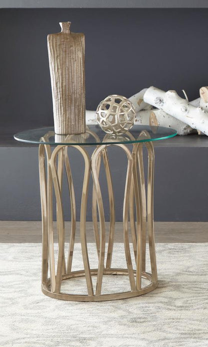 Monett - Round Glass Top Table End Tables by CoasterEssence - Walls Furniture & Mattress