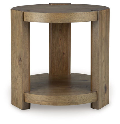 Flangren - Round End Table - Light Brown End Tables by Signature Design by Ashley® - Walls Furniture & Mattress