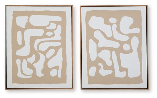 Waldett - Beige / White - Wall Art Set (Set of 2) Canvas Art Sets by Signature Design by Ashley® - Walls Furniture & Mattress