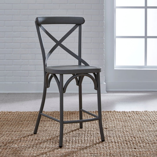 Vintage Series - X Back Counter Chair - Gray Counter Chairs by Liberty Furniture - Walls Furniture & Mattress