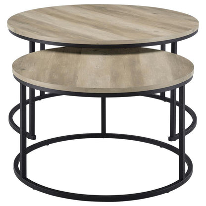 Lainey - 2 Piece Round Faux Marble Nesting Coffee Table Nesting Tables by CoasterEveryday - Walls Furniture & Mattress