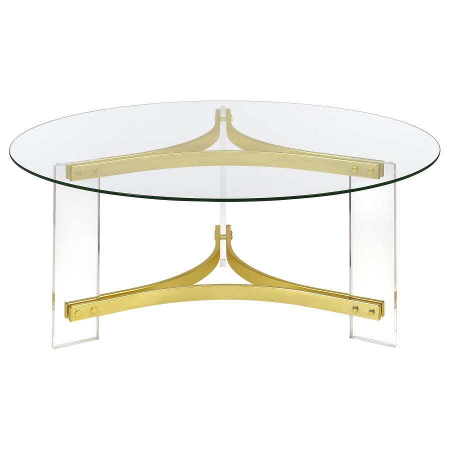 Janessa - Round Glass Top Acrylic Leg Table End Tables by Coaster Fine Furniture - Walls Furniture & Mattress