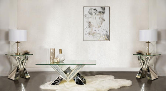 Taffeta - Mirrored Coffee Table Set Table Sets by Coaster Fine Furniture - Walls Furniture & Mattress