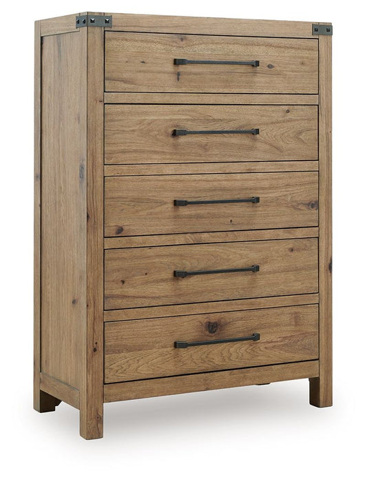 Ridgester - Five Drawer Chest - Light Brown Accent Chests by Benchcraft® - Walls Furniture & Mattress