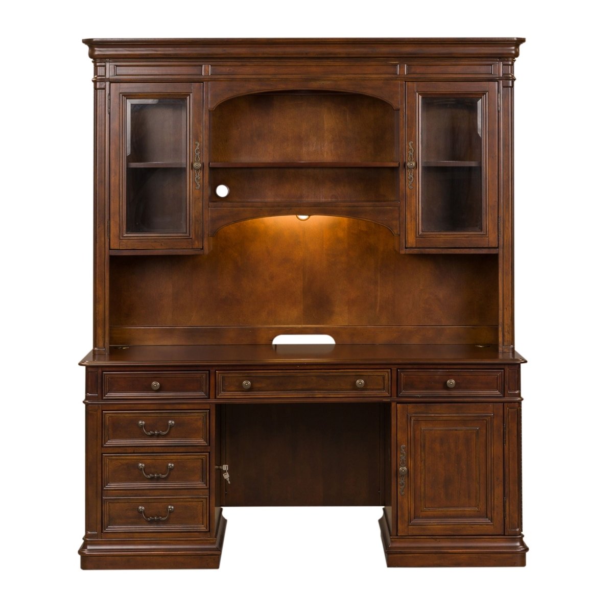 Brayton Manor - 3 Piece Jr Executive Credenza - Dark Brown Credenzas & Hutches by Liberty Furniture - Walls Furniture & Mattress