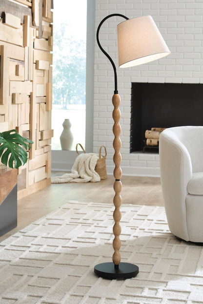 Corinwell - Wood Floor Lamp - Brown / Black Floor Lamps by Signature Design by Ashley® - Walls Furniture & Mattress