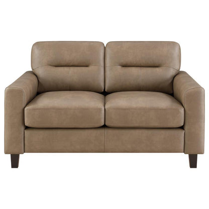Scotland - Faux Leather Upholstered Track Arm Loveseat Stationary Loveseats by Coaster Fine Furniture - Walls Furniture & Mattress