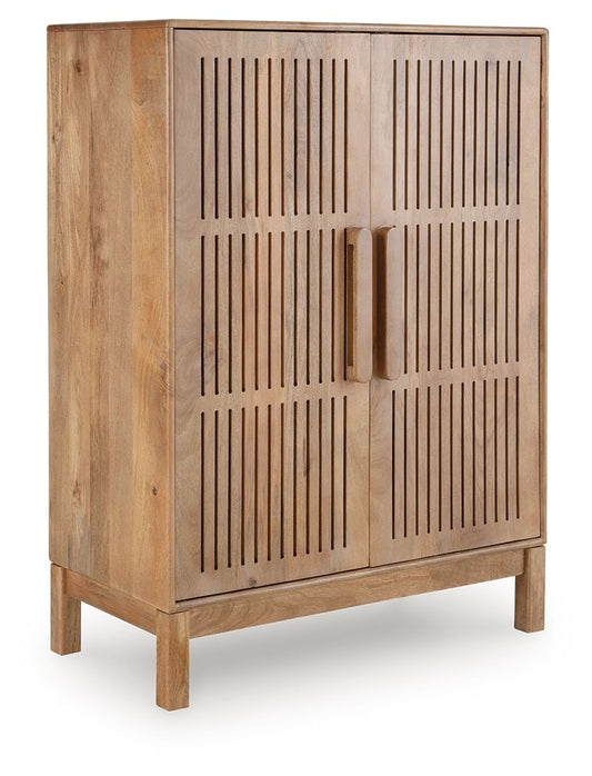 Pellamour - Natural Brown - Bar Cabinet Wine Cabinets by Signature Design by Ashley® - Walls Furniture & Mattress