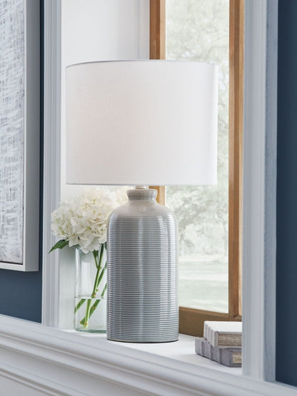 Wimlow - Ceramic Table Lamp - Gray Blue Table Lamps by Signature Design by Ashley® - Walls Furniture & Mattress