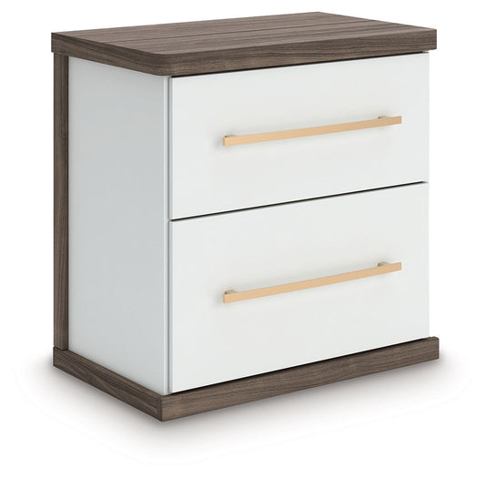 Kendanport - Brown / White - Two Drawer Night Stand Nightstands w/ Charging Stations by Signature Design by Ashley® - Walls Furniture & Mattress