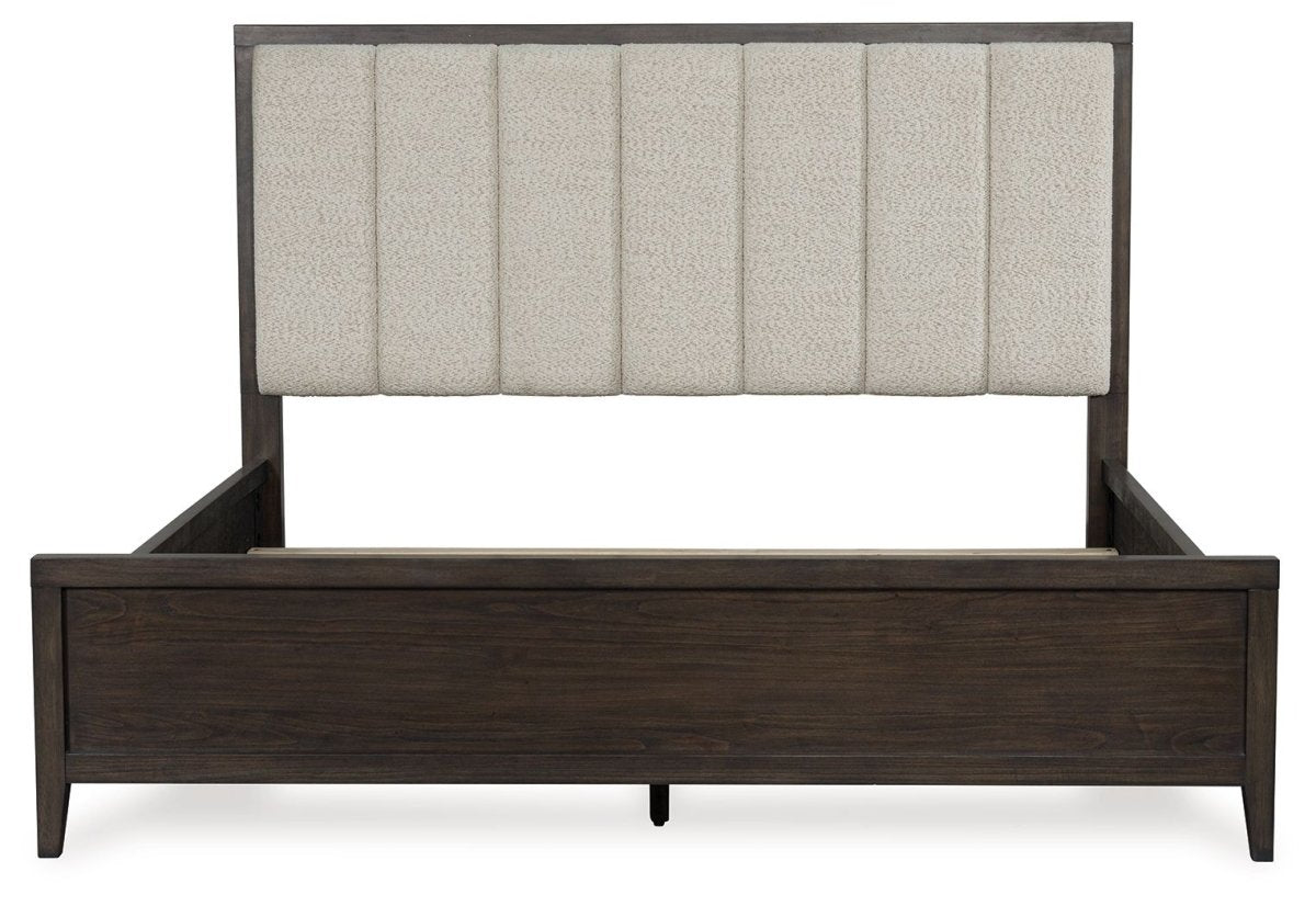 Westonfort - King Upholstered Panel Bed - Espresso Upholstered Beds by Ashley® - Walls Furniture & Mattress