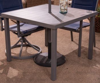 Rocky Creek - Gray - Square Dining Table With Umbrella Option Dining Tables by Signature Design by Ashley® - Walls Furniture & Mattress