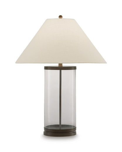 Junrow - Glass Table Lamp - Clear / Brown Table Lamps by Signature Design by Ashley® - Walls Furniture & Mattress