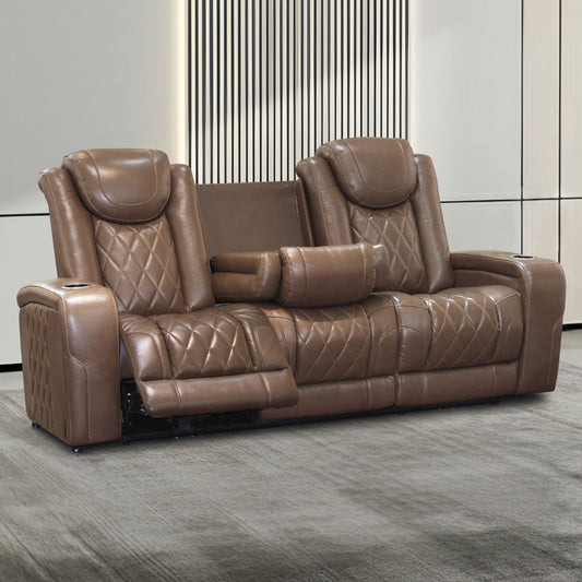 Dorian - Reclining Leather Sofa With Power Headrest And Footrest - Brown Reclining Sofas by New Classic - Walls Furniture & Mattress