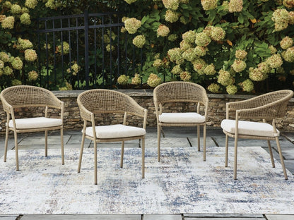 Orchard Beach - Arm Chair With Cushion (Set of 4) - Beige Chair Sets by Signature Design by Ashley® - Walls Furniture & Mattress