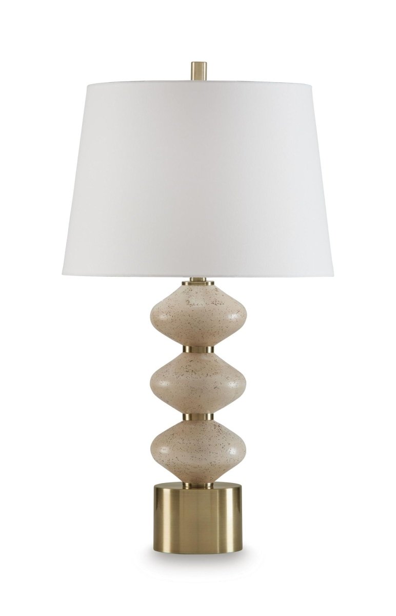 Wardthrone - Poly Table Lamp - Beige / Gold Finish Table Lamps by Signature Design by Ashley® - Walls Furniture & Mattress