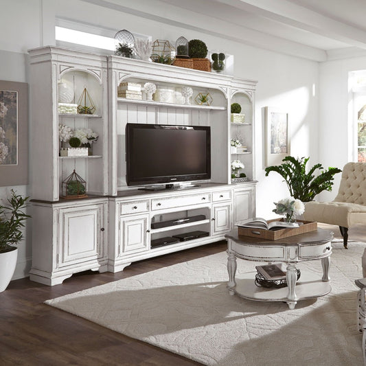 Magnolia Manor - Entertainment Center With Piers - White Entertainment Centers by Liberty Furniture - Walls Furniture & Mattress
