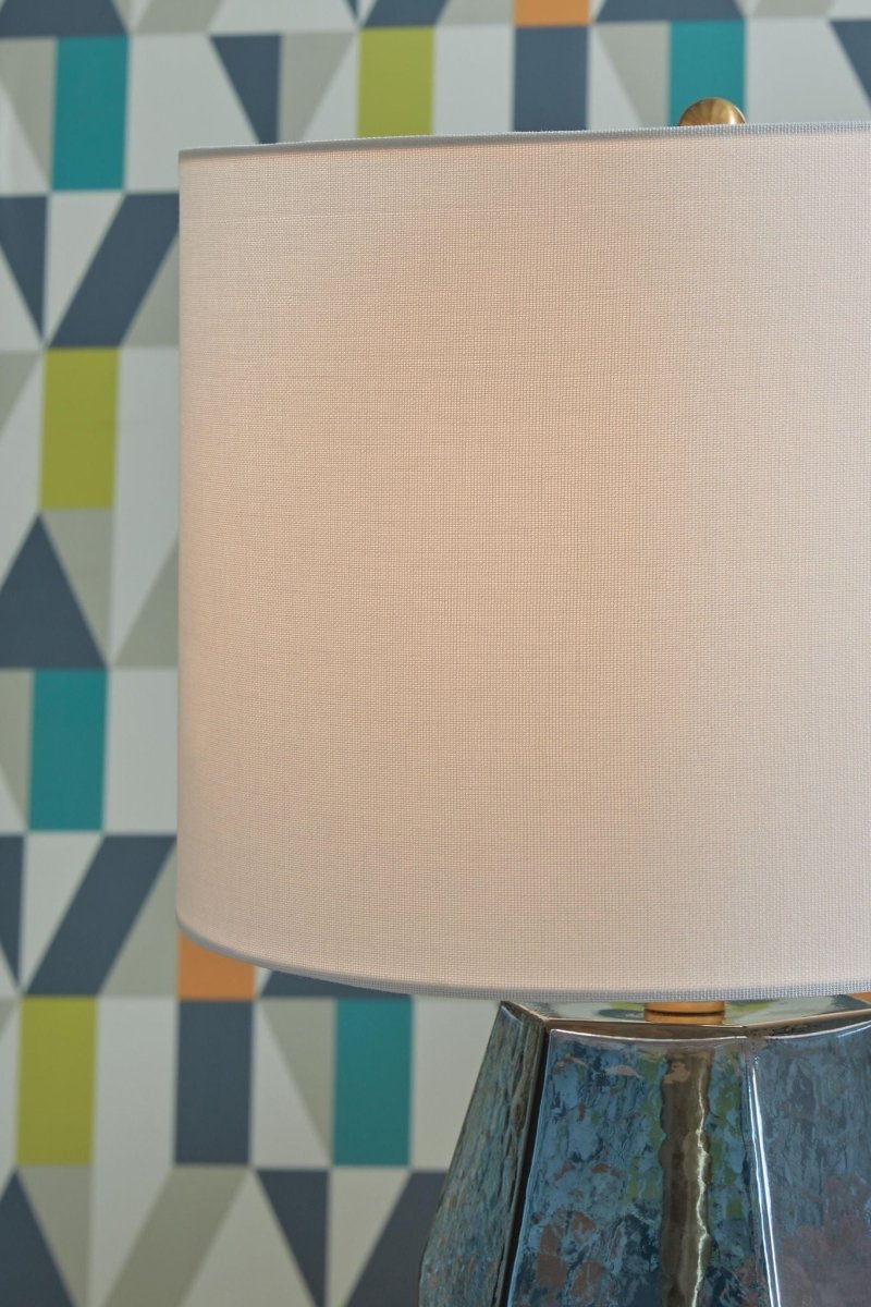 Tallow - Glass Table Lamp - Blue Table Lamps by Signature Design by Ashley® - Walls Furniture & Mattress