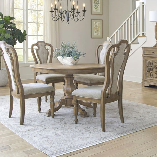 Magnolia Manor - Pedestal Table Set With Upholstered Chairs 5 Piece Dining Room Sets by Liberty Furniture - Walls Furniture & Mattress